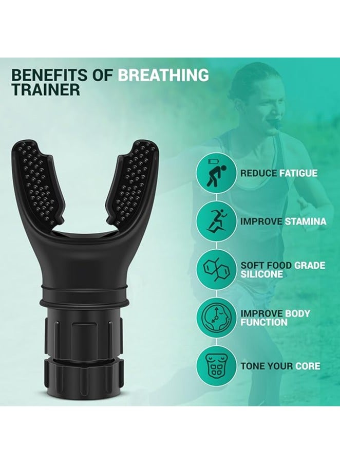 جهاز الشهيق وتمرين التنفس، جهاز تنفس رياضي مدمج من السيليكون، مدرب مقاومة هواء قابل للتعديل للأداء والتحمل، سهل التنظيف (مطور تحكم مزدوج في التدفق) - Image 4